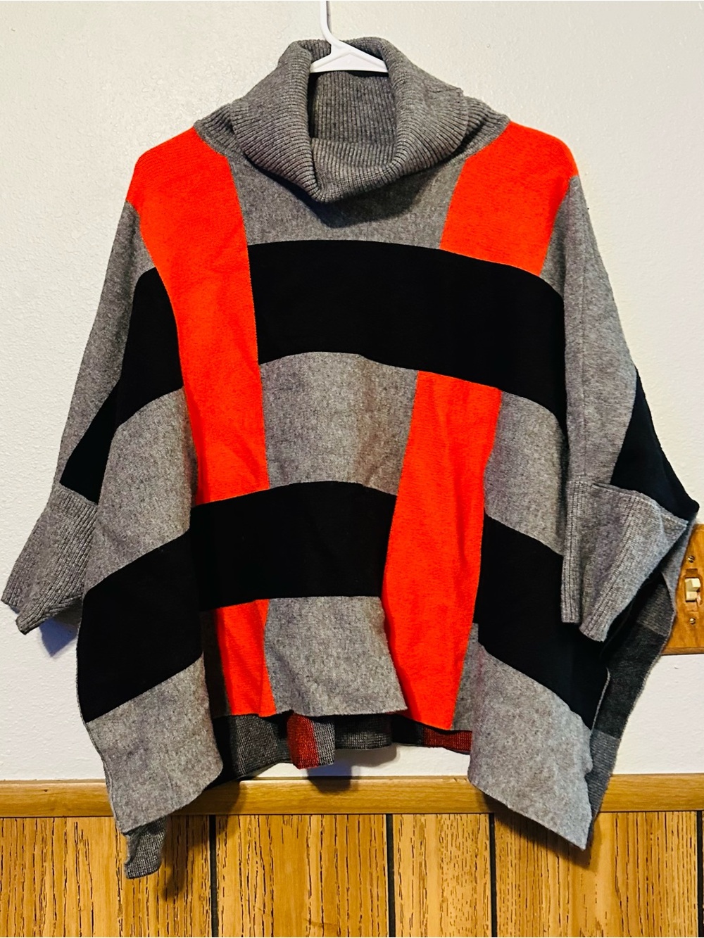P. LUCA MILANO Cowl Neck Colorblock Poncho Sweater women size L/XL